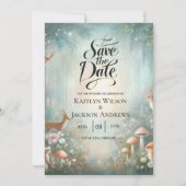 Teal and Peach Enchanted Forest Wedding Save The Date (Voorkant)