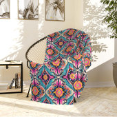 Teal and Pink Abstract Flowers Bohemian Fleece Deken