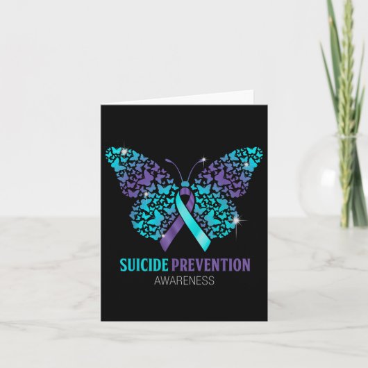 Teal And Purple Butterfly Suicide Prevention Aware Kaart (Voorkant)