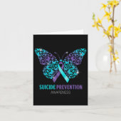 Teal And Purple Butterfly Suicide Prevention Aware Kaart (Gele Bloem)