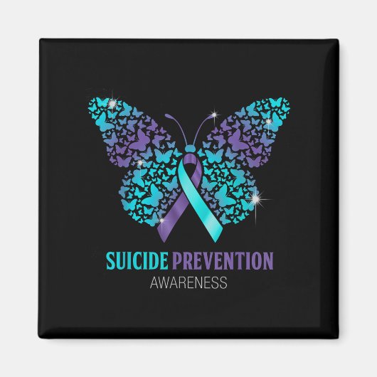Teal And Purple Butterfly Suicide Prevention Aware Magneet (Voorkant)