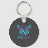Teal And Purple Butterfly Suicide Prevention Aware Sleutelhanger (Voorkant)
