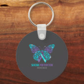 Teal And Purple Butterfly Suicide Prevention Aware Sleutelhanger (Voorkant)