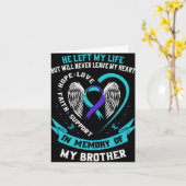 Teal And Purple In Memory Of My Brother Suicide Aw Kaart (Gele Bloem)