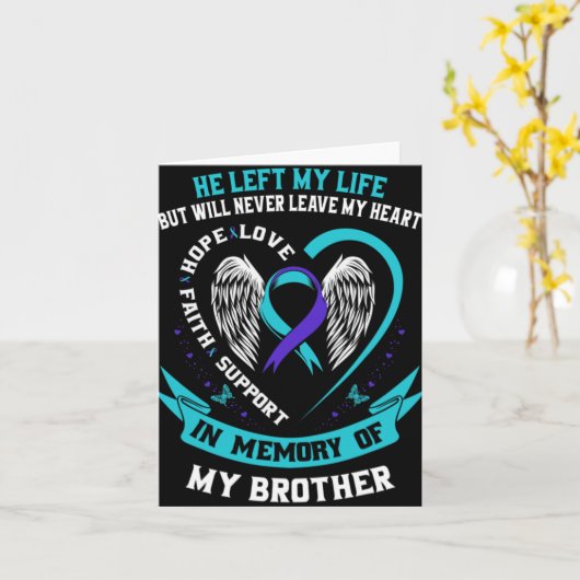 Teal And Purple In Memory Of My Brother Suicide Aw Kaart (Gele Bloem)