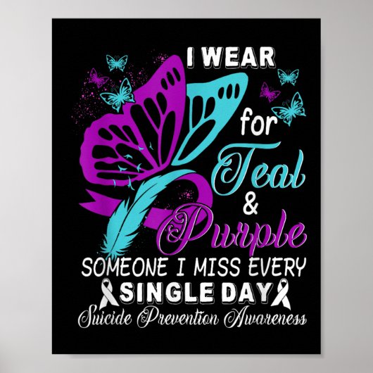 Teal And Purple Ribbon Suicide Prevention Awarenes Poster (Voorkant)