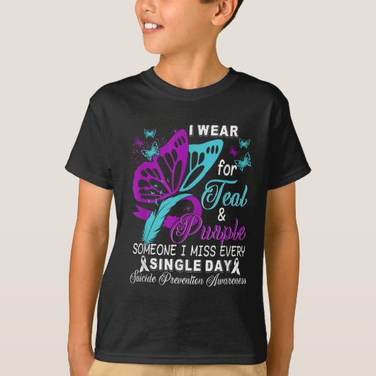 Teal And Purple Ribbon Suicide Prevention Awarenes T-shirt (Voorkant)