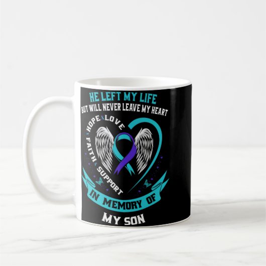 Teal And Purple Suicide Awareness Ribbon In Memory Koffiemok (Links)