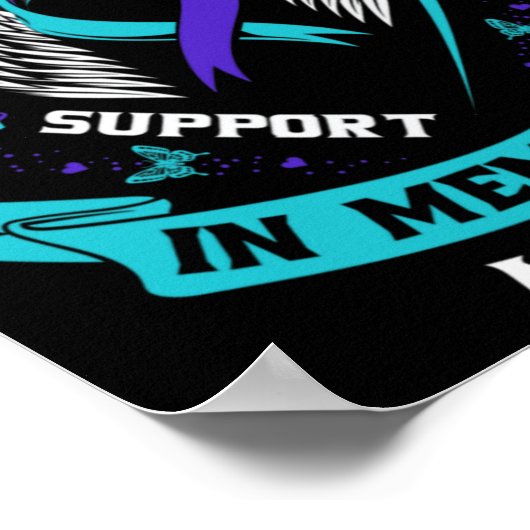Teal And Purple Suicide Awareness Ribbon In Memory Poster (Hoek)