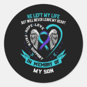 Teal And Purple Suicide Awareness Ribbon In Memory Ronde Sticker (Voorkant)