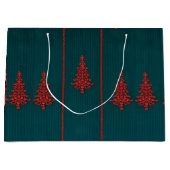 Teal and Red Crystal Christmas Trees Groot Cadeauzakje (Voorkant)