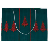 Teal and Red Crystal Christmas Trees Groot Cadeauzakje (Achterkant)