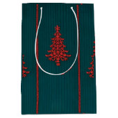 Teal and Red Crystal Christmas Trees Medium Cadeauzakje (Voorkant)