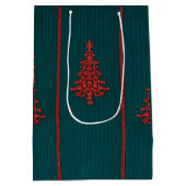 Teal and Red Crystal Christmas Trees Medium Cadeauzakje (Achterkant)