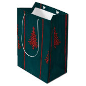 Teal and Red Crystal Christmas Trees Medium Cadeauzakje (Achterkant Gekanteld)