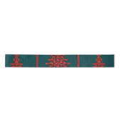 Teal and Red Crystal Christmas Trees Satijnen Lint (Voorkant)