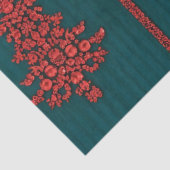 Teal and Red Crystal Christmas Trees Tissuepapier (Detail)