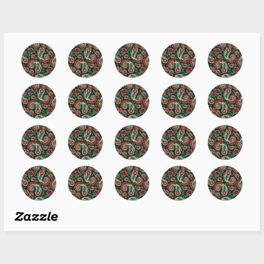 Teal and Red Paisley Sticker Set (Vel)