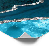 Teal and Silver Agate Wedding Seating Chart Poster (Hoek)