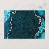 Teal and Silver Agate Wedding Wishing Well Informatiekaartje (Achterkant)