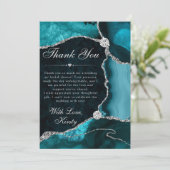 Teal and Silver Faux Glitter Agate Bridal Shower Bedankkaart (Staand voorkant)
