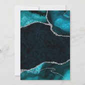 Teal and Silver Faux Glitter Agate Bridal Shower Bedankkaart (Achterkant)