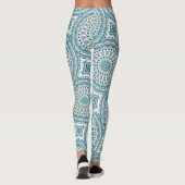 Teal and Tan Abstract Mandala Pattern Leggings (Achterkant)
