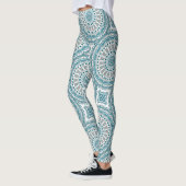 Teal and Tan Abstract Mandala Pattern Leggings (Links)