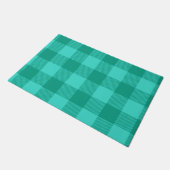Teal And Turquoise Gingham Plaid Design  Deurmat (Schuin)