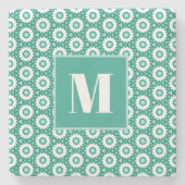 Teal and Turquoise Initial Stone Coaster Stenen Onderzetter (Voorkant)