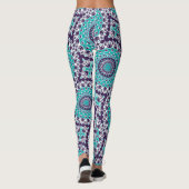 Teal and Violet Abstract Mandala Pattern Leggings (Achterkant)