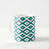 Teal and white diamond pattern koffiemok (Voorkant links)