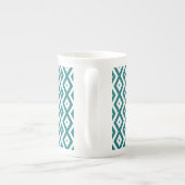 Teal and white diamond pattern porselein kop (Achterkant)
