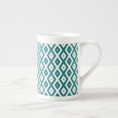 Teal and white diamond pattern porselein kop (Rechts)