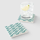 Teal and white diamond pattern stenen onderzetter (Zijkant)