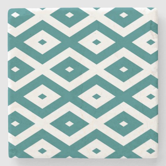 Teal and white diamond pattern stenen onderzetter (Voorkant)