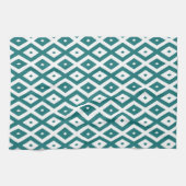 Teal and white diamond pattern theedoek (Horizontaal)
