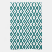 Teal and white diamond pattern theedoek (Verticaal)