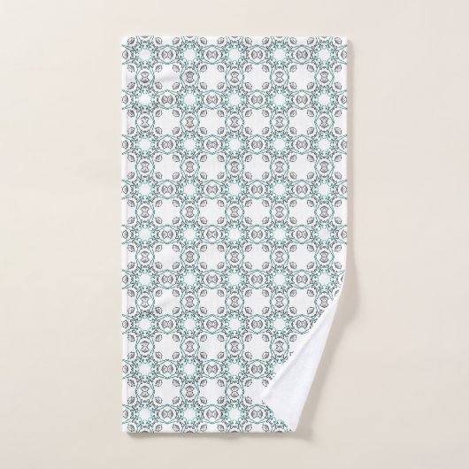 Teal and white geometric patterned  bad handdoek (Handdoek)