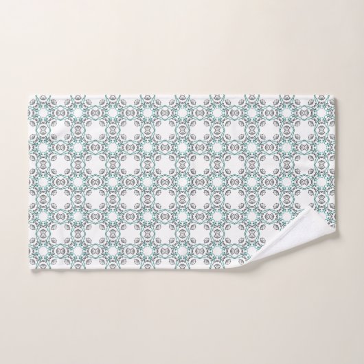 Teal and white geometric patterned  bad handdoek (Handdoek)