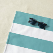 Teal And White Striped Name Cabana Stripe Strandlaken (In situ)
