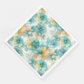Teal and Yellow Flowers Alcohol Ink Illustration  Servet (Hoek)