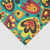 Teal and Yellow Retro 1960s Mod Floral Pattern Tissuepapier (Detail)