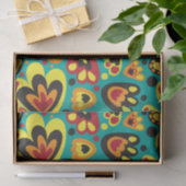 Teal and Yellow Retro 1960s Mod Floral Pattern Tissuepapier (Geschenk)