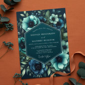 Teal Anemone Moody Romance Wedding Kaart