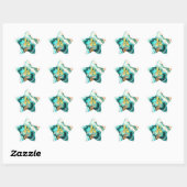 Teal Aqua Agate Gouden Moderne Aangepaste Monogram Ster Sticker (Vel)
