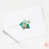 Teal Aqua Agate Gouden Moderne Aangepaste Monogram Ster Sticker (Envelop)