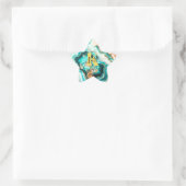 Teal Aqua Agate Gouden Moderne Aangepaste Monogram Ster Sticker (Tas)