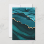 Teal Aqua Blauwe Groene Agaat Geode Gouden Monogra Bedankkaart (Achterkant)