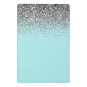Teal Aqua Blauwe Zilveren Glitter Meisjesnaam Mono Mini Klembord (Achterkant)